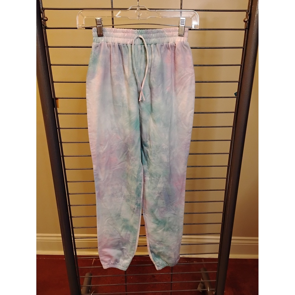 Ally B Girls Pastel Tie Dye Sweatpants Joggers Pink Blue Green Size L 14